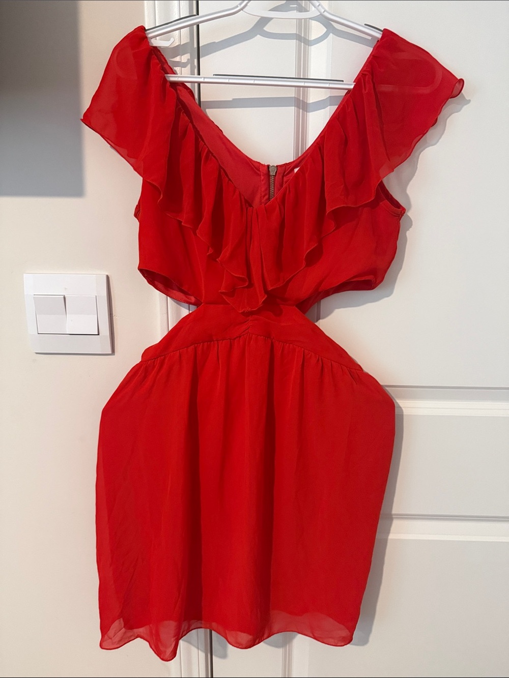 Red Ruffle Cutout Party Dress